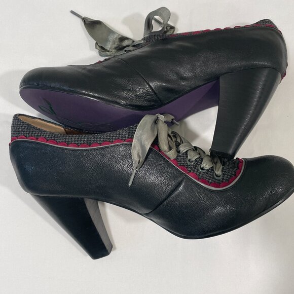 POETIC LICENCE LONDON "Backlash" Heeled Oxford Black/Burgundy 9/9.5 - Picture 6 of 13
